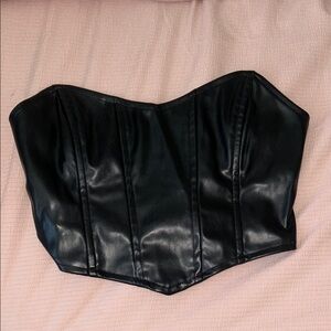 Princess Polly Black Faux Leather Corset